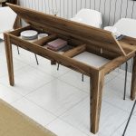 Τραπεζι Τραπεζαριας Standard HM9507.04 Μελαμινη Καρυδι Me Αποθhk.χωρο 145x88x75yεκ. - Image 5