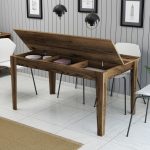 Τραπεζι Τραπεζαριας Standard HM9507.04 Μελαμινη Καρυδι Me Αποθhk.χωρο 145x88x75yεκ. - Image 6