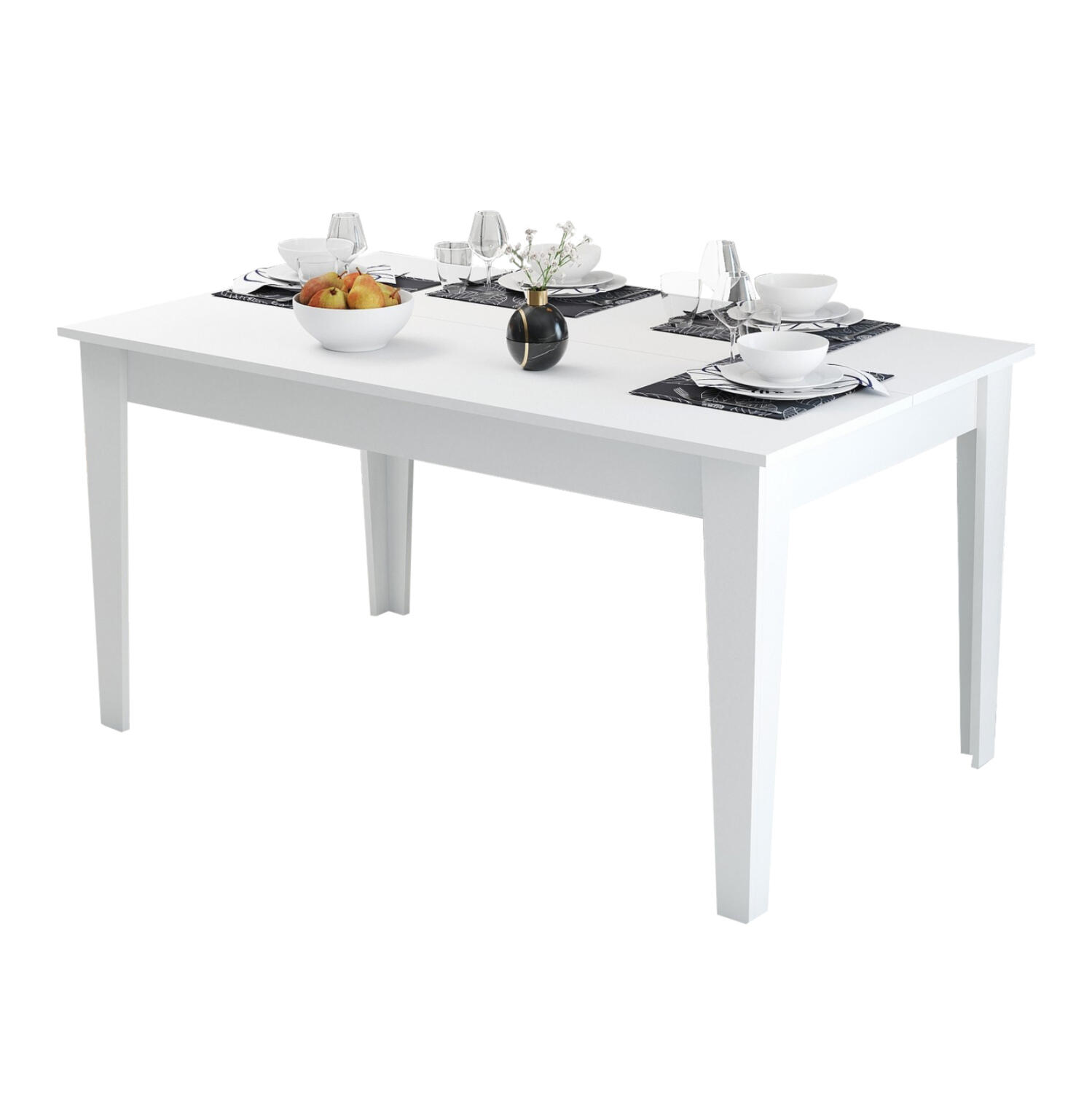 trapezi-trapezarias-fb9950706-melamini-l Τραπεζι Τραπεζαριας Standard HM9507.06 Μελαμινη Λευκη Με Αποθηκ.χωρο 145x88x75yεκ. - Image 1