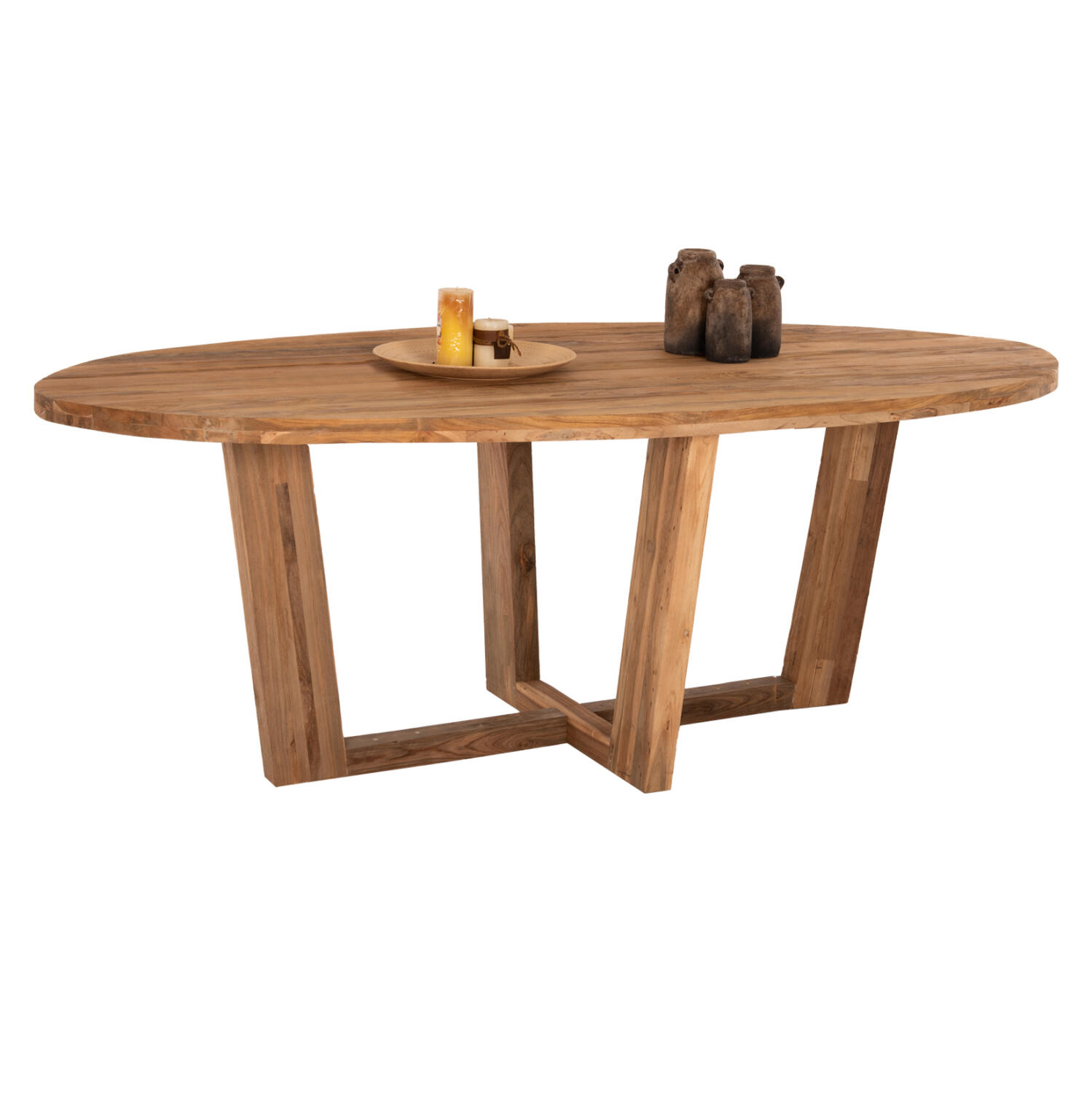 trapezi-trapezarias-fb99560-obal-anakykl Τραπεζι Τραπεζαριας Carib HM9560 Οβαλ Ανακυκλωμενο Τεακ 250x110x78υεκ.--β' Διαλογης - Image 1