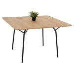 Τραπεζι Τραπεζαριας Trenk HM9614.01 MDF Με Καπλαμα Δρυος Φυσικο-Μαυρο Μεταλλο 120x120x75υεκ.
