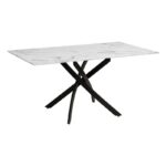 Τραπεζι Τραπεζαριας Fylliana FL102 Marble Με Μαυρα Μεταλλικα Ποδια 160x90x75εκ
