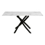 Τραπεζι Τραπεζαριας Fylliana FL102 Marble Με Μαυρα Μεταλλικα Ποδια 160x90x75εκ - Image 2