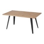 Τραπεζι Τραπεζαριας Fylliana FL1564 Sonoma MDF Με Μαυρα Ποδια 160x90x75εκ