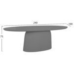 Τραπεζι Τραπεζαριας Fiber Cement Οβαλ Breccan HM6577.01 Γκρι 240x100x75υεκ. - Image 2