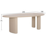 Τραπεζι Τραπεζαριας Fiber Cement Οβαλ Volpe HM6599.02 Μπεζ 240x106x75υεκ - Image 2