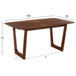 Τραπεζι Τραπεζαριας Riner Ορθογωνιο HM9745 MDF Με Καπλαμα Καρυδιας 180x90x76εκ. - Image 2