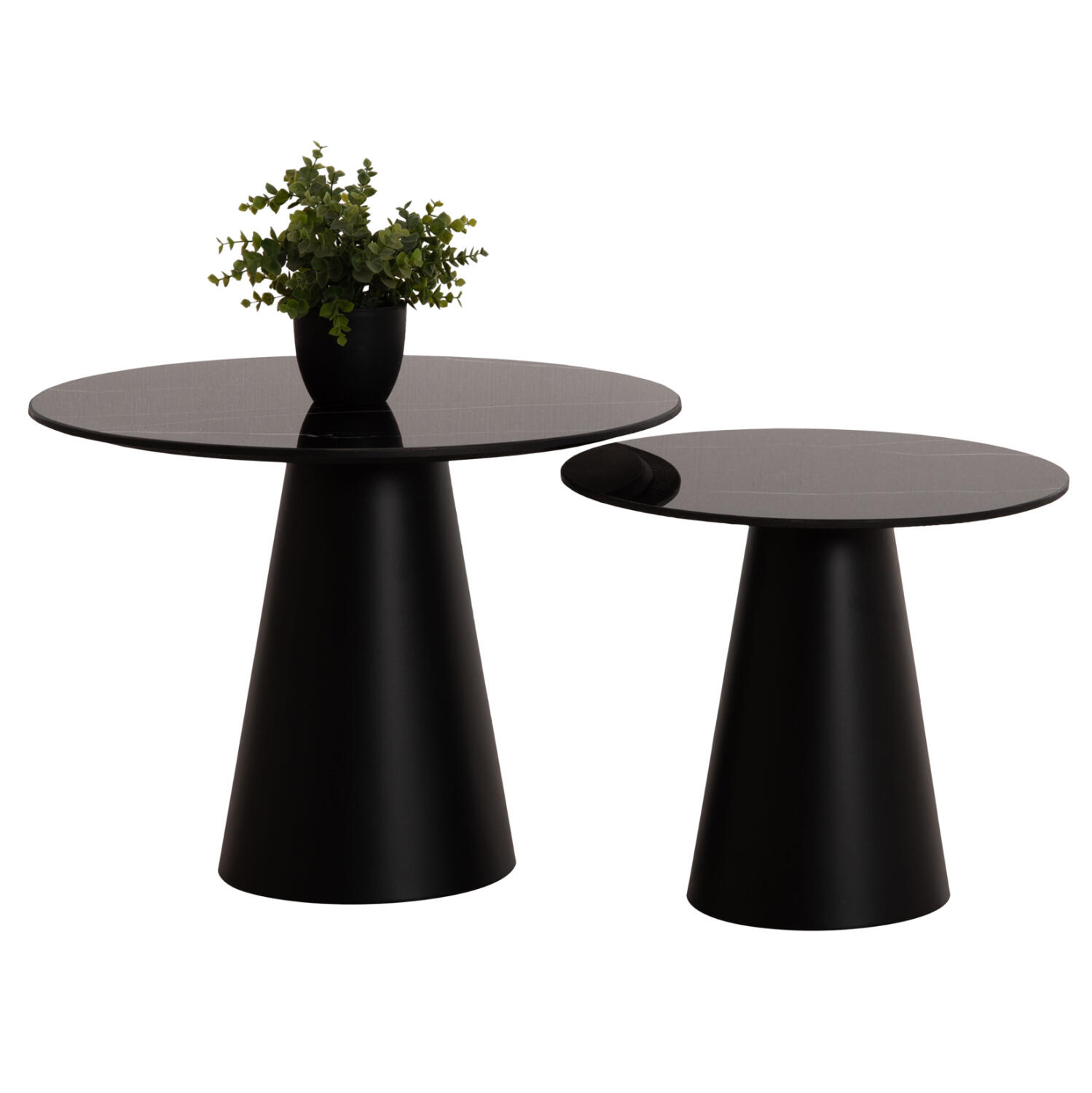 trapezia-salonioy-2tmch-fb99926-metalbas Τραπεζιa Σαλονιου 2τμχ Dien HM9926 Μεταλ.βασεις & Κεραμικο Top-Μαυρο φ56.5 & φ43.5 Εκ. - Image 1