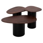 Τραπεζιa Σαλονιου 3τμχ Pebbles HM18004 Mango Top-Μεταλλικες Μαυρες Βασεις