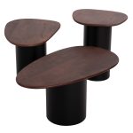 Τραπεζιa Σαλονιου 3τμχ Pebbles HM18004 Mango Top-Μεταλλικες Μαυρες Βασεις - Image 3