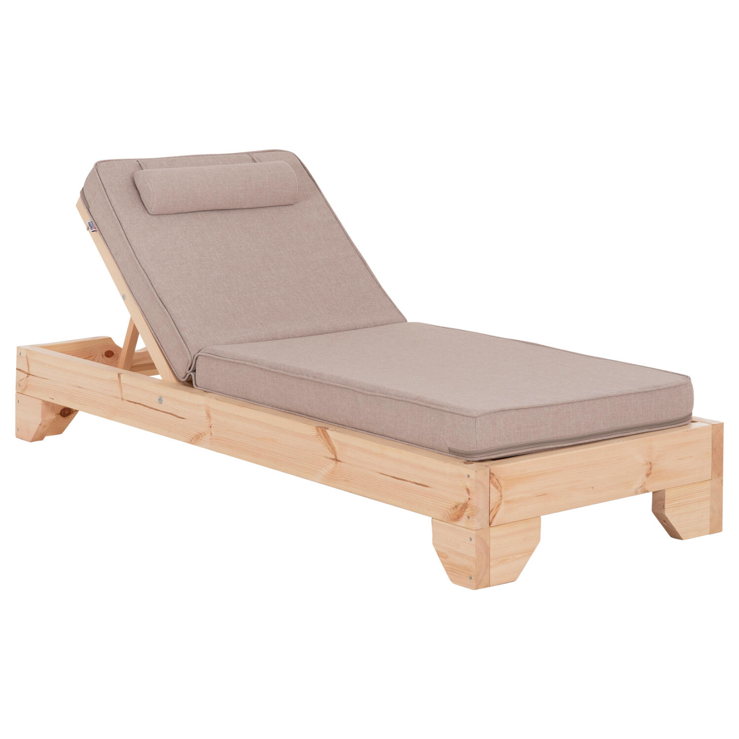 xaplostra-me-maxilari-fb91079772-xylo-pe Ξαπλωστρα Με Μαξιλαρι Κορινος HM10778.72 Ξυλο Πευκου--Olefin Σε Μπεζ 79x204x77υεκ - Image 1