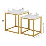 Ζιγκον Grelay 2 Τεμ MDF Οψη Μαρμαρου & Μεταλλο HM8762.11 45χ45χ50εκ. & 37χ37χ43 Εκ. - Image 5