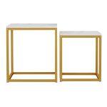 Ζιγκον Grelay 2 Τεμ MDF Οψη Μαρμαρου & Μεταλλο HM8762.11 45χ45χ50εκ. & 37χ37χ43 Εκ. - Image 6