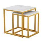 Ζιγκον Grelay 2 Τεμ MDF Οψη Μαρμαρου & Μεταλλο HM8762.11 45χ45χ50εκ. & 37χ37χ43 Εκ. - Image 7