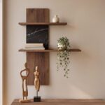 Ραφι Τοιχου 2 Θεσεων Fylliana Miami Tobacco Με Black Marble Χρωμα 80x26x100εκ - Image 2